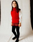 Red shorts in textured fabric