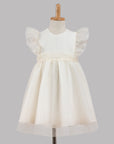 Cream Tulle Dress for Special Occasions with tulle belt