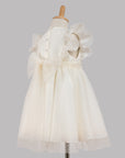 Cream Tulle Dress for Special Occasions with tulle belt