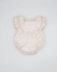 Pink Flower Romper With Ruffle And Lace