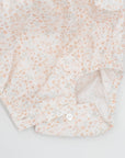 Pink Flower Romper With Ruffle And Lace
