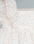 Pink Flower Romper With Ruffle And Lace