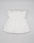 WHITE DRESS ECRU WITH PINK BOW