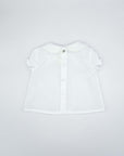 White Round Neck Blouse for Girls