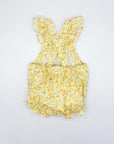 Short Dungarees with Yellow Floral Ruffle