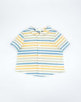 Short Sleeves Blue Shirt with Yellow Stripes