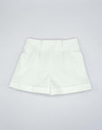 White Twill Shorts with Glittery Buttons