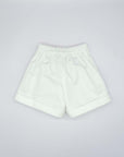White Twill Shorts with Glittery Buttons