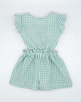 White and Green Gingham Jumpsuit