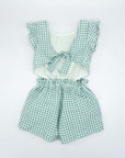 White and Green Gingham Jumpsuit