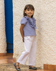 Girls Trousers with White Twill Waistband