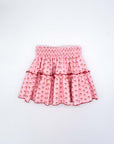 Pink Ruffled Skirt with Red Flowers
