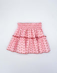 Pink Ruffled Skirt with Red Flowers