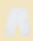 White long pants with elastic waistband and cuffs