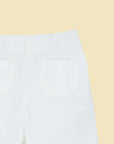 White long pants with elastic waistband and cuffs