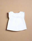 White poplin blouse with embroidered trim