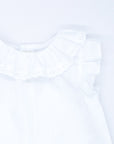 White poplin blouse with embroidered trim