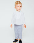 Blue striped trousers