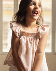 Apricot floral print blouse