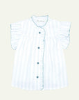 Green flower and stripe blouse