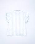 Green flower and stripe blouse