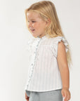 Green flower and stripe blouse