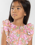 Ocher pink flower blouse