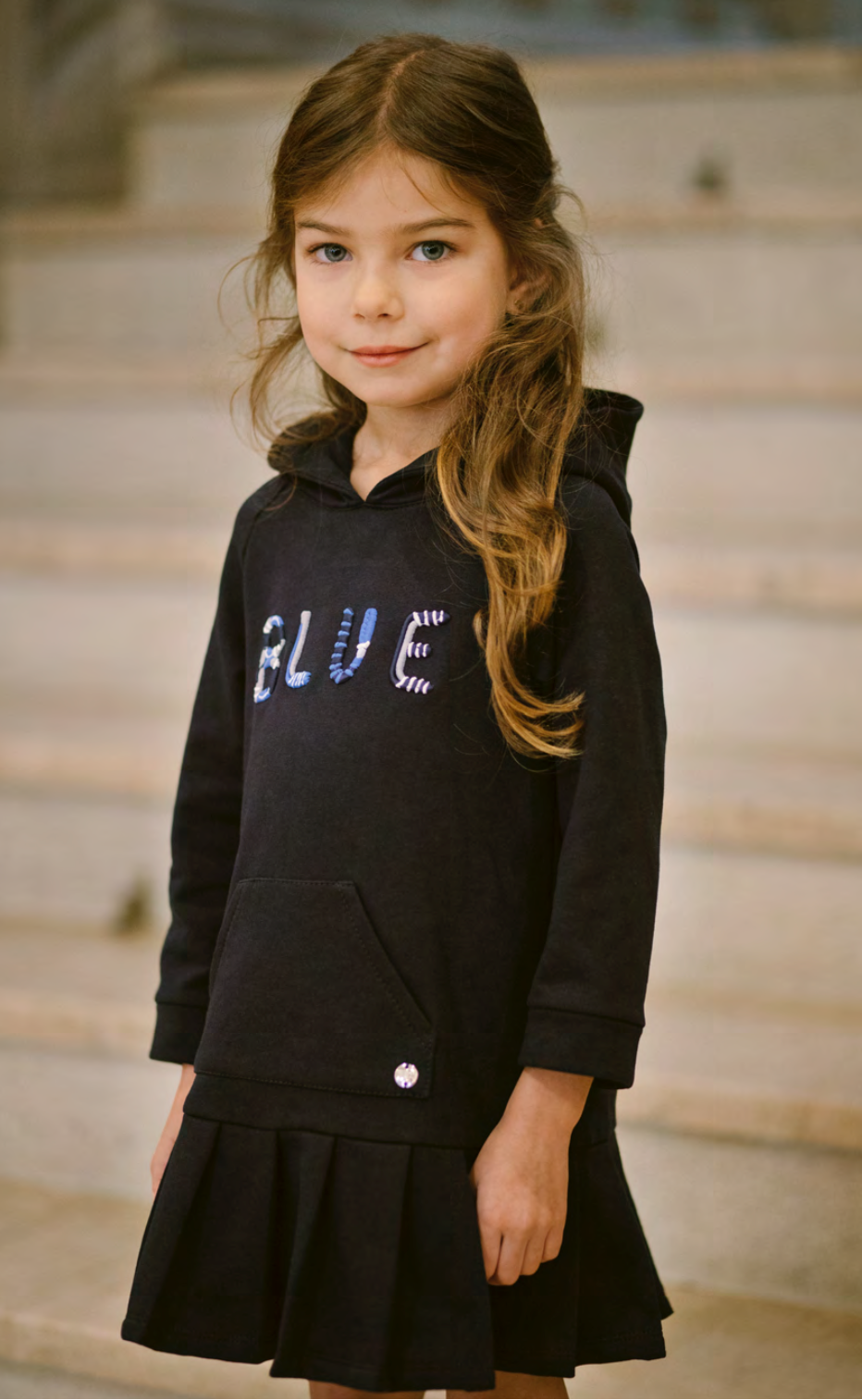 DARK BLUE DRESS FOR GIRLS  MIBONBN