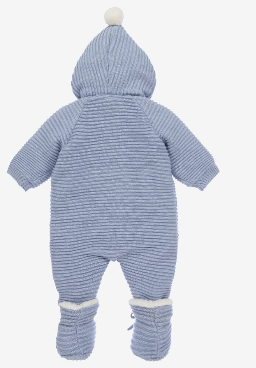 BLUE KNIT BABY SUIT WITH BOOTIES "BALANCIN"