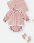 Pale Pink Cotton Blouse with Lace details