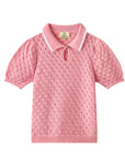 Pink knit polo sweater for girls