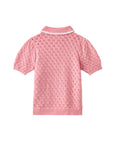 Pink knit polo sweater for girls