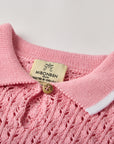 Pink knit polo sweater for girls