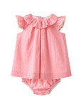 Pink Plumeti Dress with ruffles