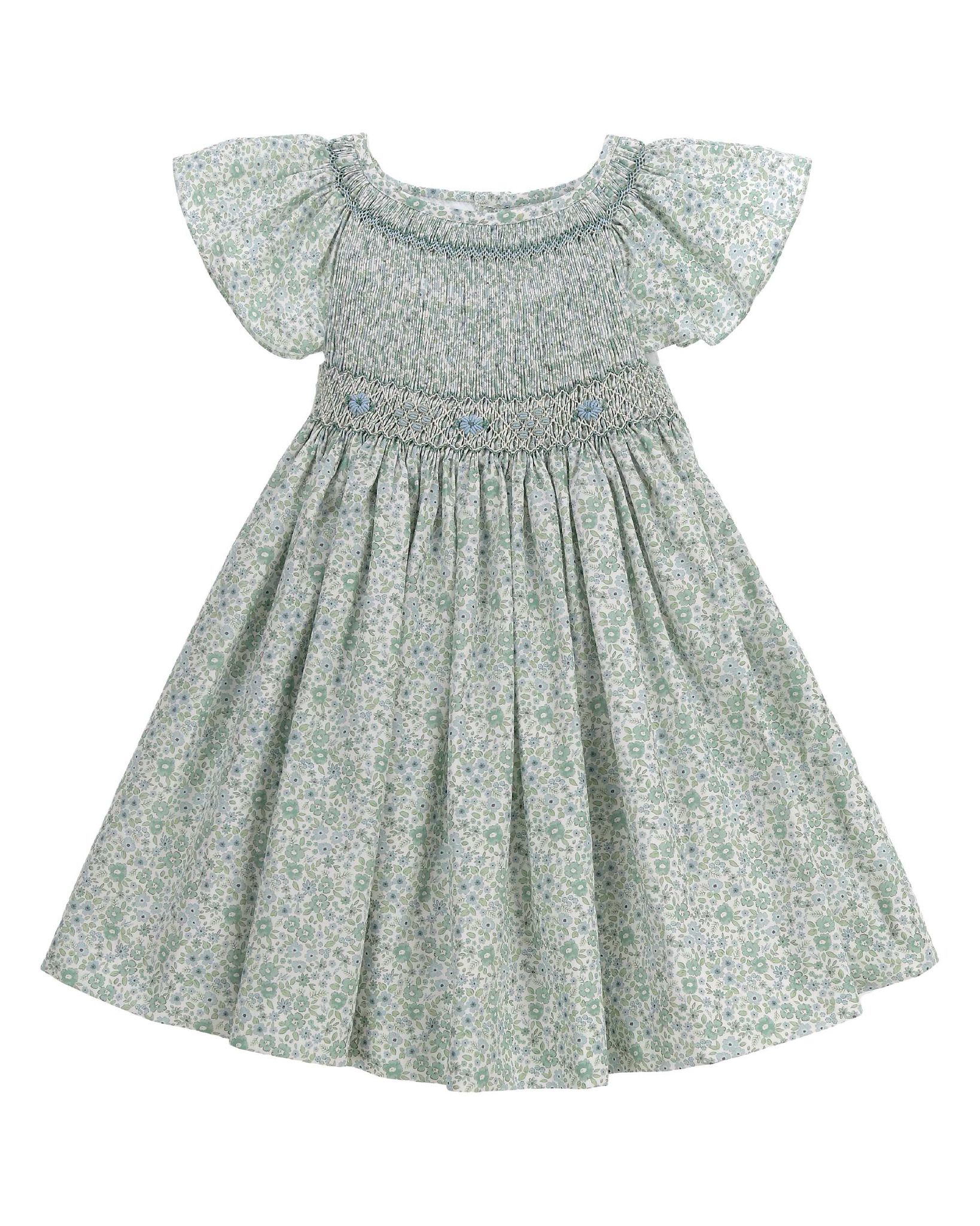 green emerald velvet dress Hunter Green Floral Smocked Top Maxi Dress With Slit