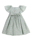 Green Floral Smocked Flutter Dress
