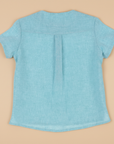 Aqua Linen Blouse — Back View Beige