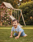 Baby Boy in Striped Set - Outdoor Play Area