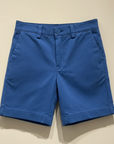 Blue Swiss Dot Shorts Flat Lay Beige Background