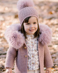 Knitted Coat with Faux-Fur Hoodie