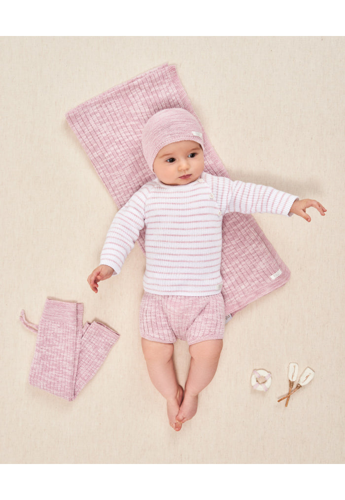 Melange textured short knit pants