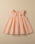 Girls' Peach Stripe Ruffle Collar Top