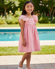 Pink Plumeti Dress with ruffles
