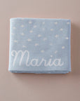 Star-print Knitted Baby Blanket in Light Blue