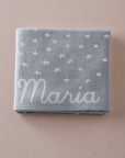 Star-print Knitted Baby Blanket in Blue