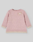 Dusty Pink Knit Sweater with Heart Details