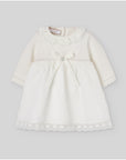 Cream Knit and Eyelet Dress