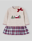 Cream Knit Dress with Winter House Motif