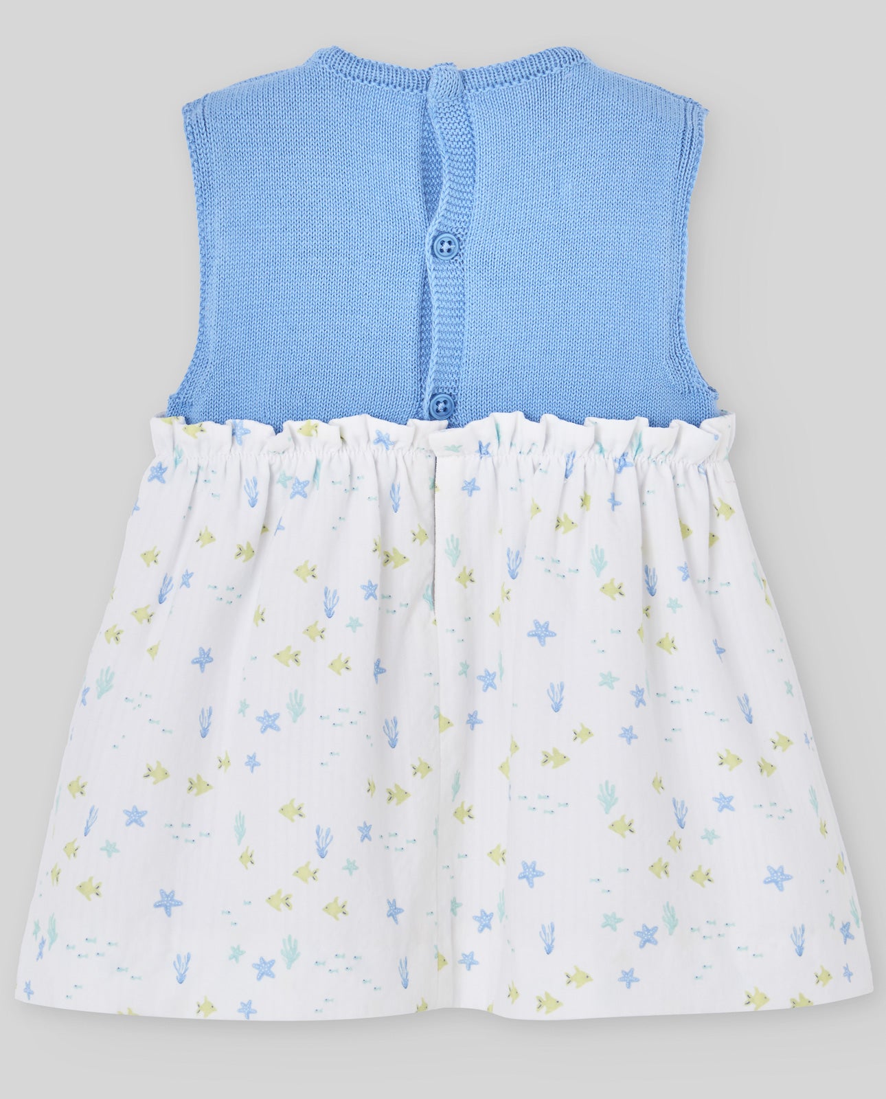 Knitted Blue and Floral Dress