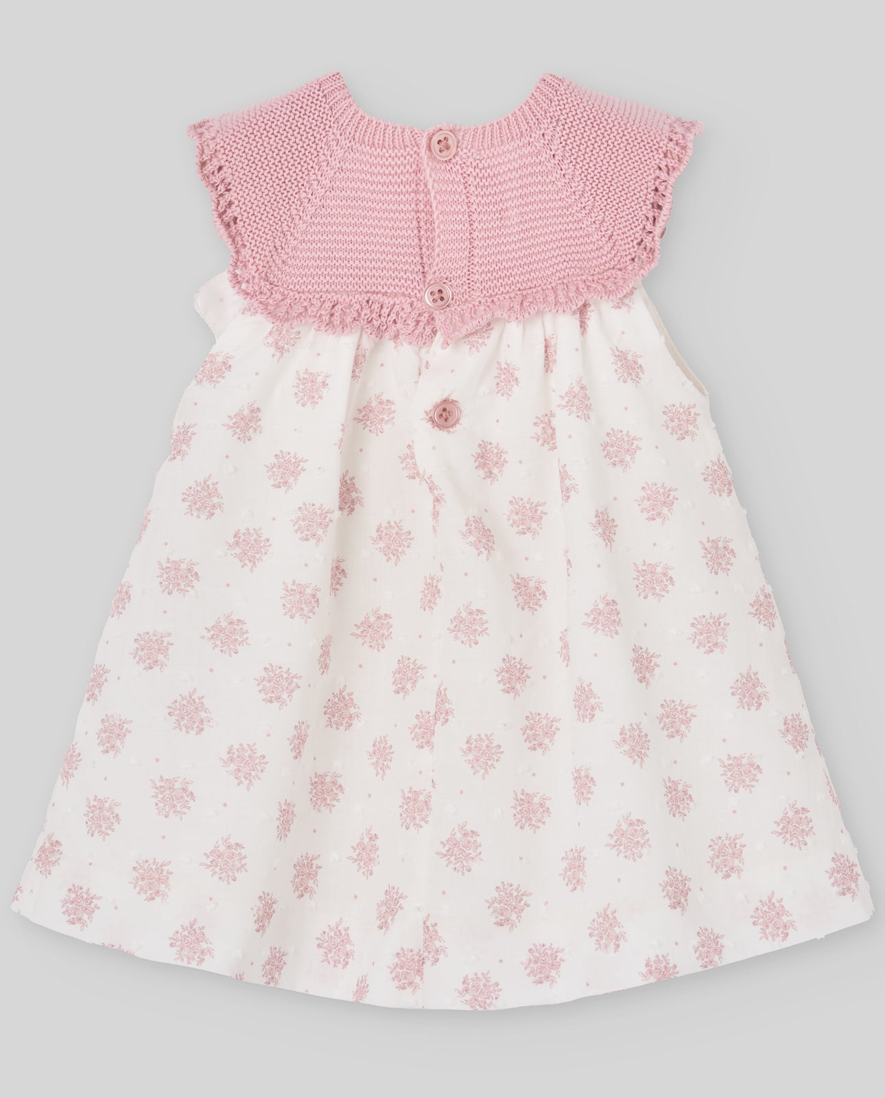 Floral Pink Bow-Front Knit Dress